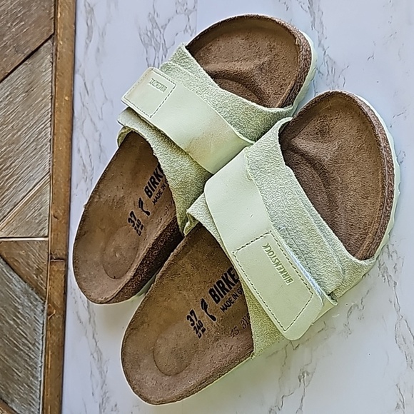 Birkenstock Shoes - Birkenstock Oita Suede Green Leather Sandals